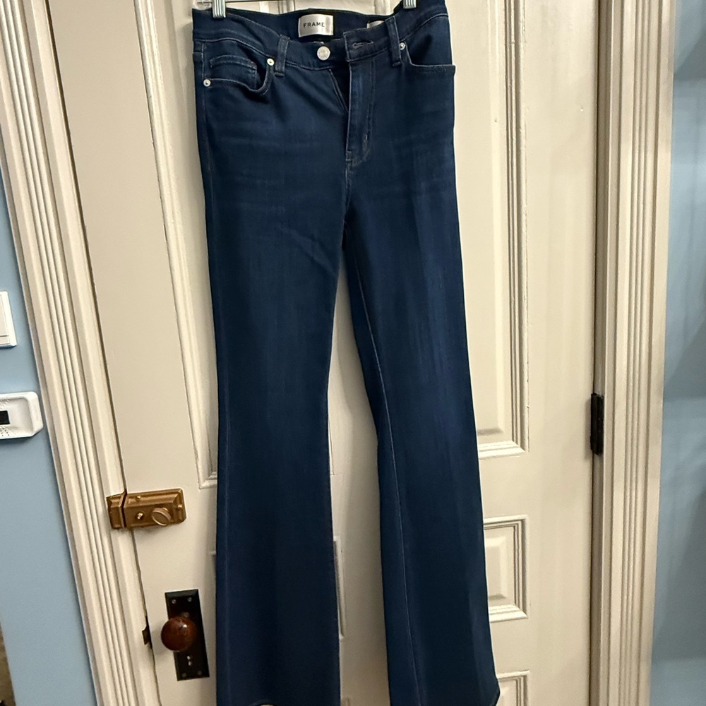 Frame Le High Flare Denim Dark Blue  Jeans